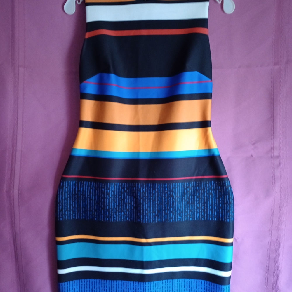 Calvin Klein Collection Strapless Dress with Bold Stripes